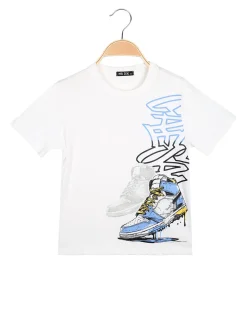 Mr Jek T-shirt da ragazzo in cotone con stampa - bianco