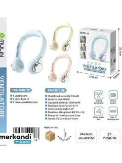 Mulin Ventilatore da collo portatile - azzurro