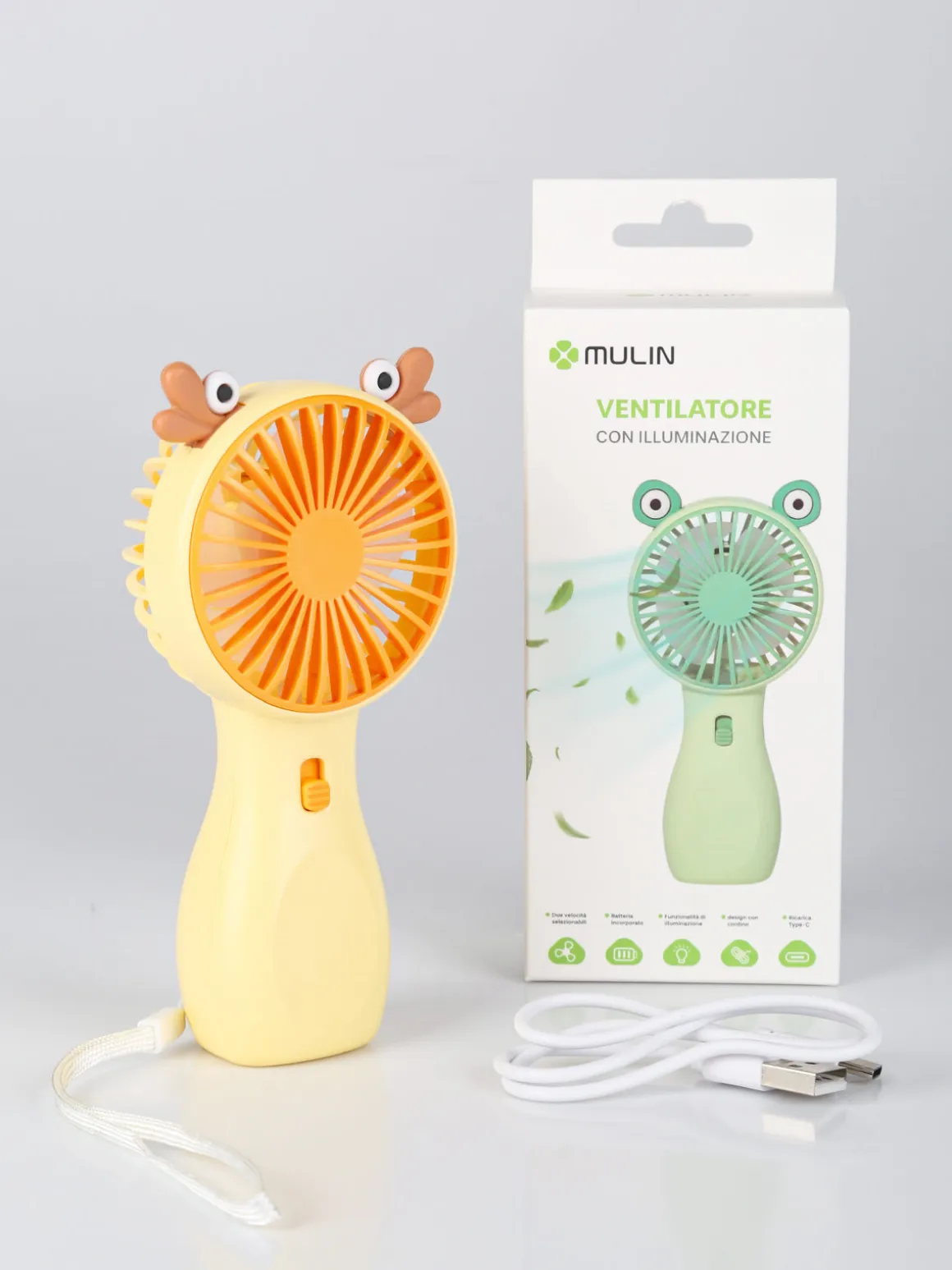 Mulin Ventilatore mini portatile con illuminazione