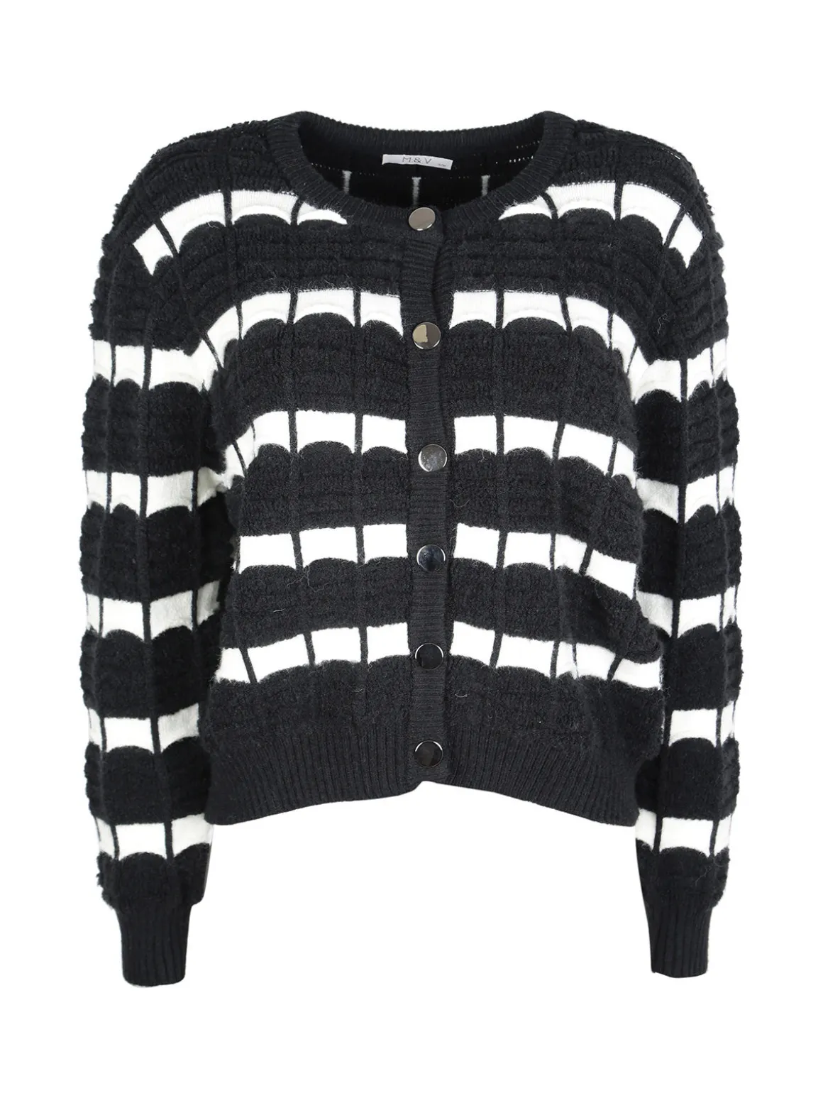 M & V Cardigan donna in maglia bicolore con bottoni