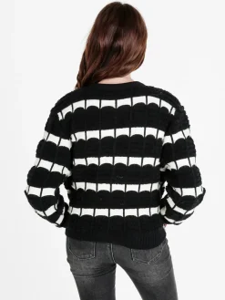 M & V Cardigan donna in maglia bicolore con bottoni