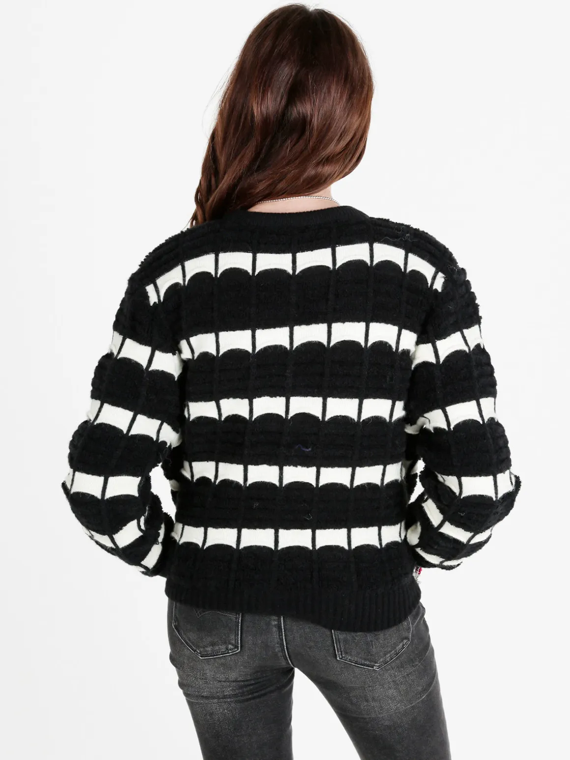 M & V Cardigan donna in maglia bicolore con bottoni
