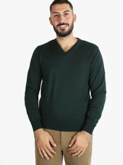 Mv Pullover da uomo misto lana con scollo a V