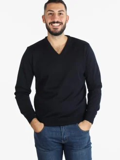 Mv Pullover da uomo misto lana con scollo a V
