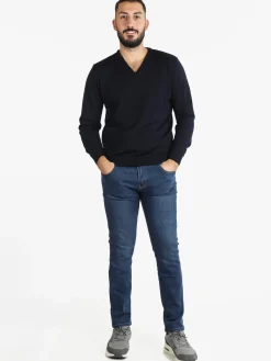 Mv Pullover da uomo misto lana con scollo a V