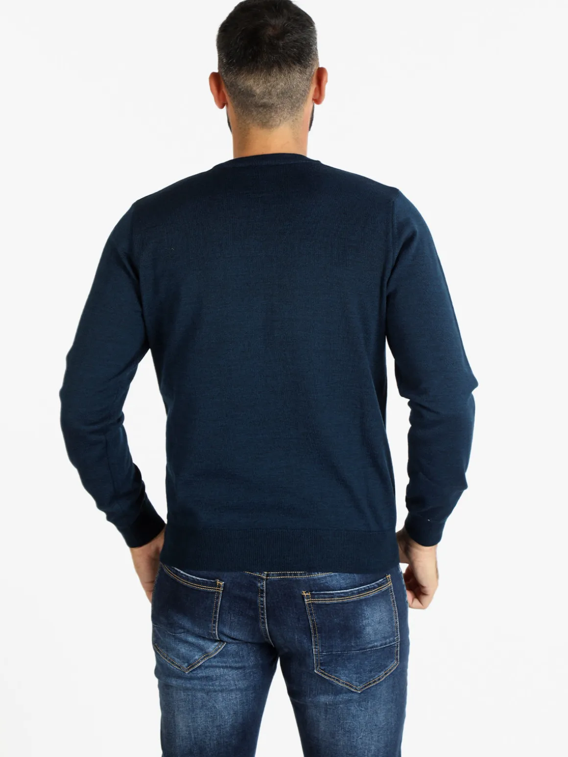 Mv Pullover da uomo misto lana girocollo