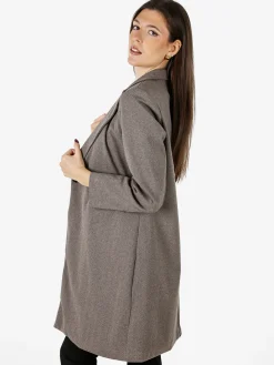 My Station Cappotto donna spigato in simil lana - taupe