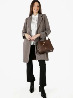 My Station Cappotto donna spigato in simil lana - taupe