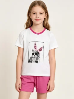 Nacshua Pigiama corto da bambina in cotone