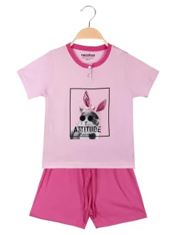 Nacshua Pigiama corto da bambina in cotone
