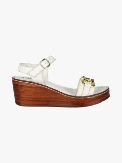 Nakoa Sandali donna in pelle con zeppa e plateau