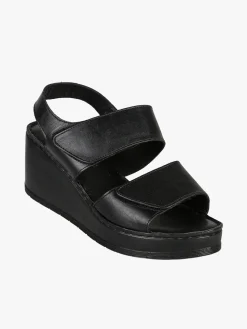Nakoa Sandali donna in pelle con zeppa e plateau