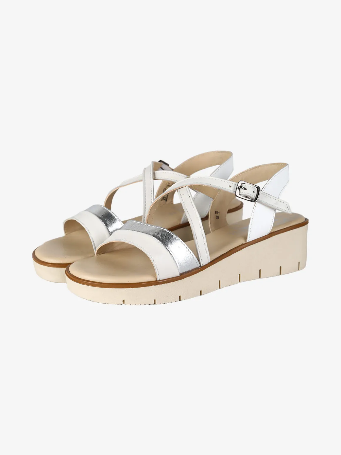 Nakoa Sandali donna in pelle con zeppa