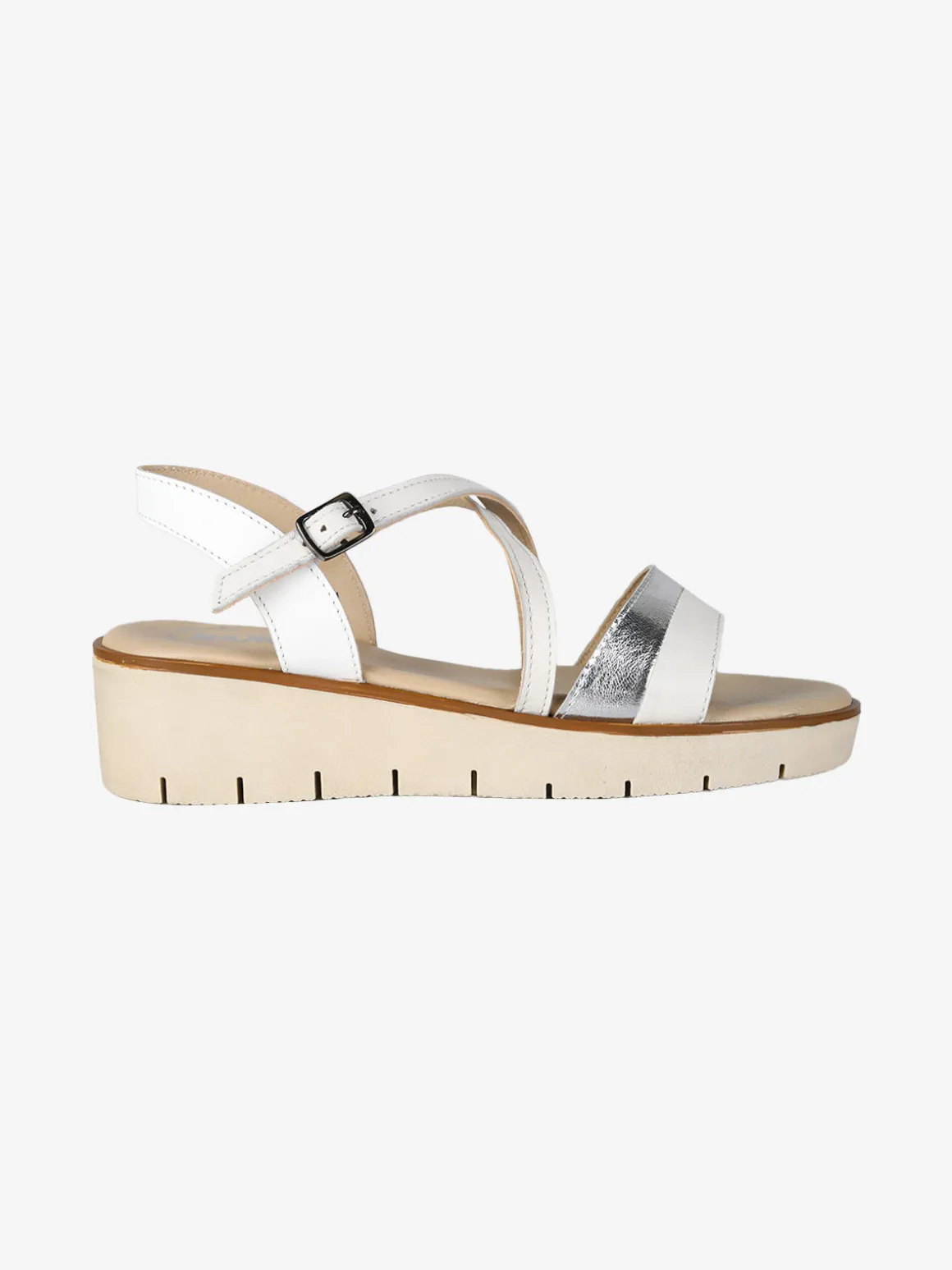 Nakoa Sandali donna in pelle con zeppa
