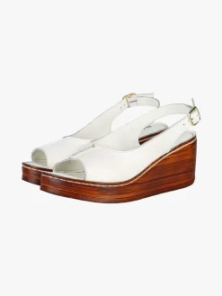 Nakoa Sandali donna in pelle con zeppa e plateau