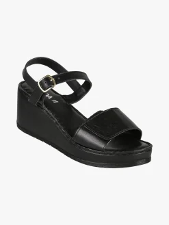 Nakoa Sandali donna in pelle con zeppa e plateau