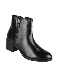 Nakoa Stivaletti donna in pelle con tacco largo - nero