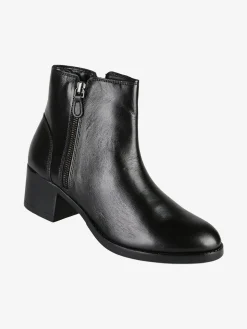 Nakoa Stivaletti donna in pelle con tacco largo - nero