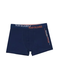 Navigare Boxer da ragazzo in cotone elasticizzato - blu