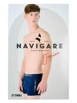 Navigare Boxer da ragazzo in cotone - blu scuro