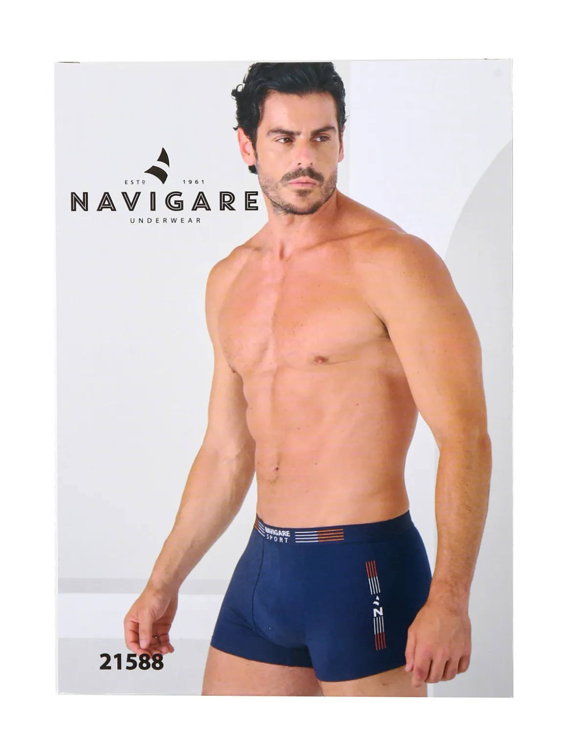 Navigare Boxer da uomo in cotone elasticizzato - blu scuro