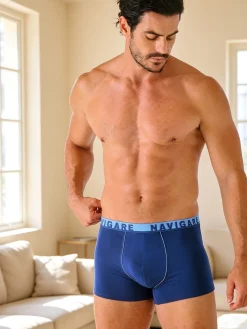 Navigare Boxer da uomo in cotone elasticizzato - blu