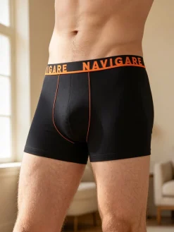 Navigare Boxer da uomo in cotone elasticizzato - nero