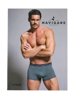 Navigare Boxer da uomo in cotone con stampa a righe sottili - nero