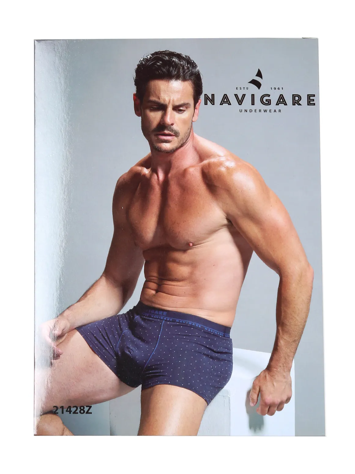 Navigare Boxer uomo in cotone con stampe - blu scuro