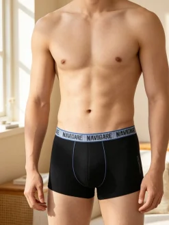 Navigare Boxer uomo in cotone jersey - nero