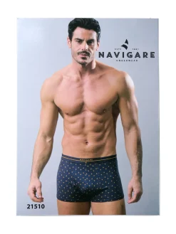 Navigare Boxer uomo in cotone con stampe - blu scuro