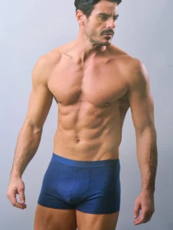 Navigare Boxer uomo rigato in cotone - blu