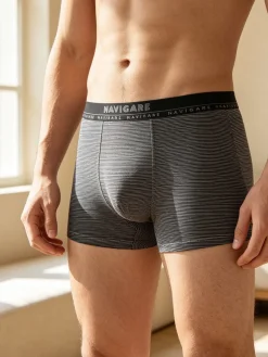 Navigare Boxer uomo rigato in cotone - nero
