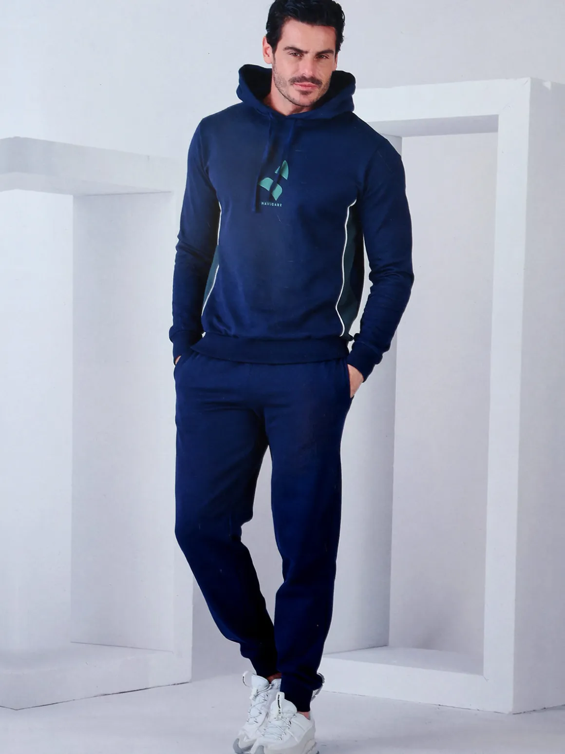 Navigare Completo tuta da uomo 2 pezzi con cappuccio - blu