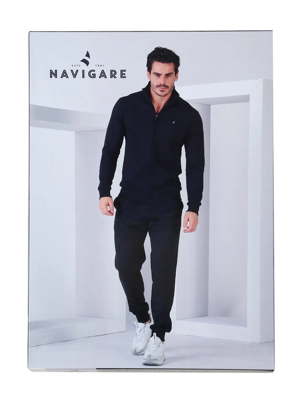 Navigare Completo tuta da uomo 2 pezzi con zip in caldo cotone - nero