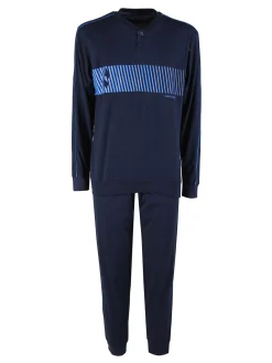 Navigare Pigiama lungo da uomo in cotone jersey