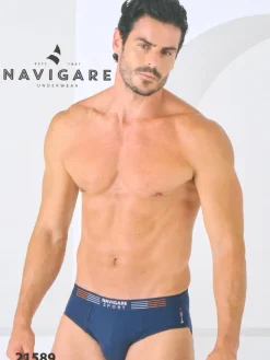 Navigare Slip da uomo in cotone elasticizzato - blu scuro