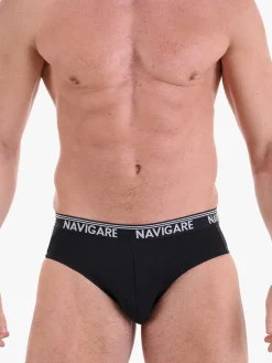 Navigare Slip da uomo taglie grandi in cotone bielastico - nero