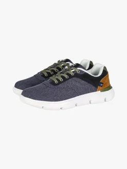 Navigare Sneakers da uomo stringate in tessuto jeans - blu scuro