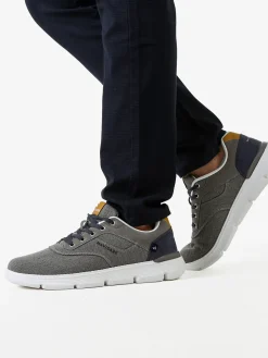 Navigare Sneakers da uomo stringate in tessuto jeans - grigio