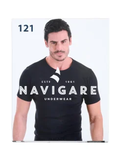 Navigare T-shirt intima da uomo girocollo in caldo cotone - blu