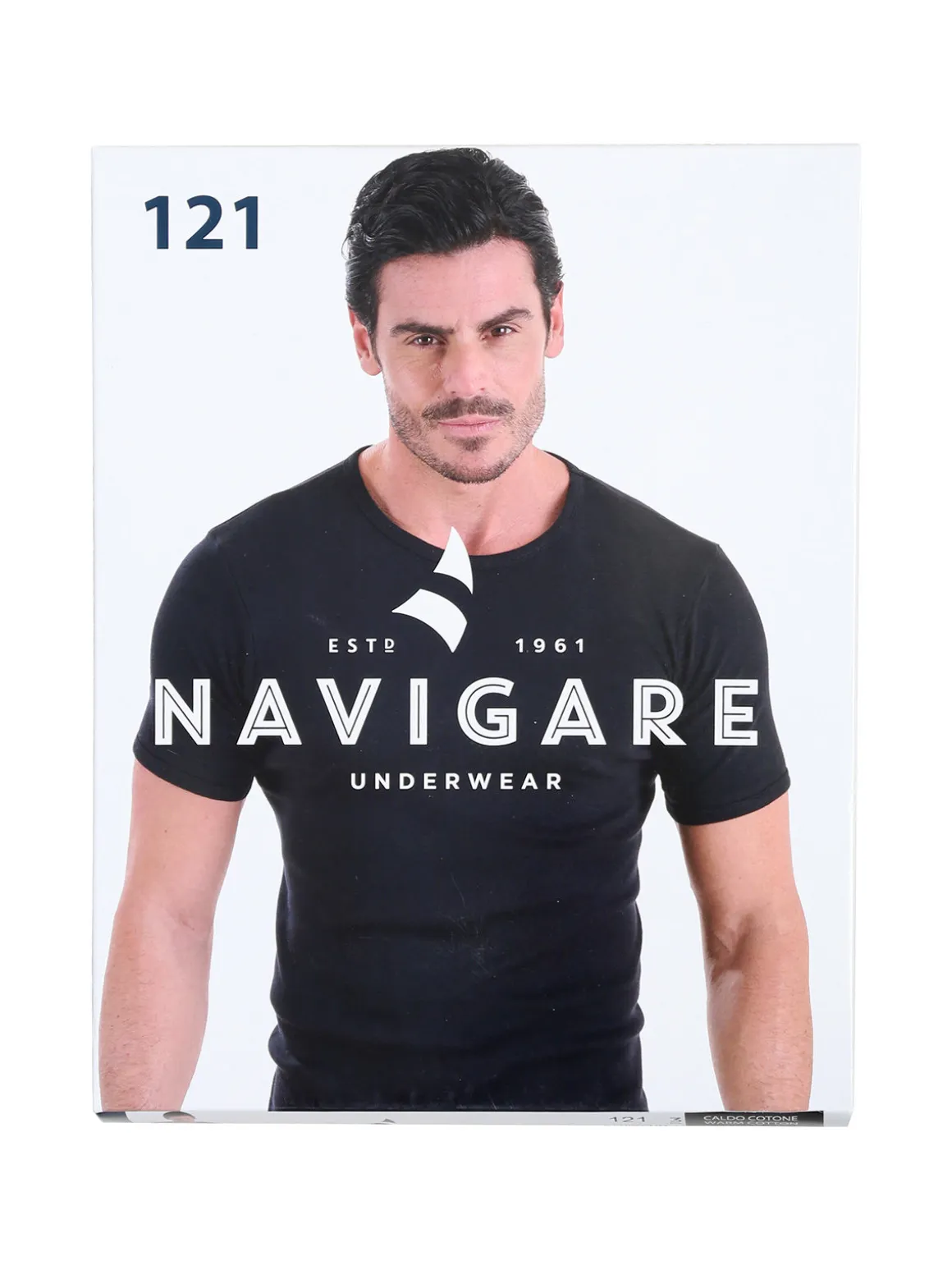Navigare T-shirt intima da uomo girocollo in caldo cotone - nero