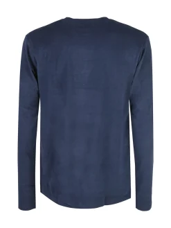 Navigare T-shirt intima da uomo a maniche lunghe in caldo cotone - blu