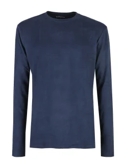 Navigare T-shirt intima da uomo a maniche lunghe in caldo cotone - blu