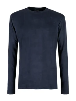 Navigare T-shirt intima da uomo a maniche lunghe in caldo cotone - blu scuro