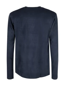 Navigare T-shirt intima da uomo a maniche lunghe in caldo cotone - blu scuro