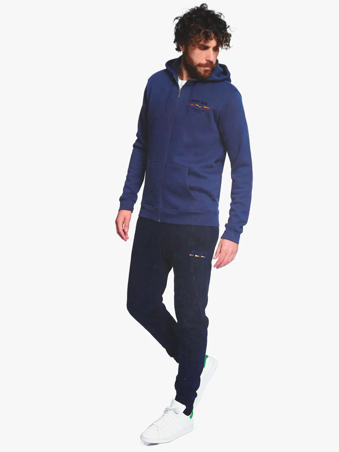Navy Sail Completo tuta da uomo full zip con cappuccio - blu