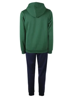 Navy Sail Completo tuta da uomo felpata con cappuccio e zip intera - verde