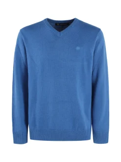 Navy Sail Maglione da uomo misto lana con scollo V
