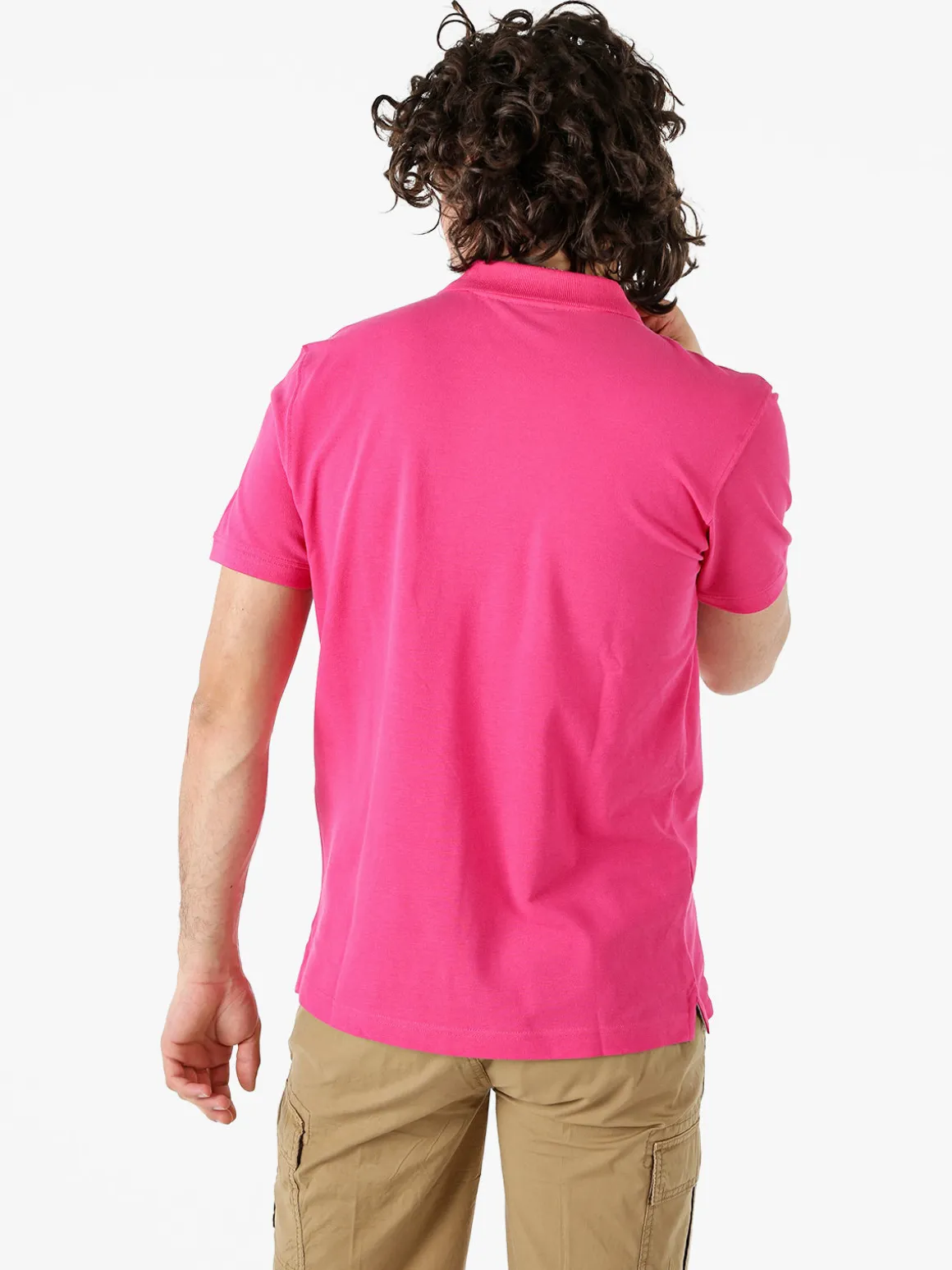 Navy Sail Polo da uomo in cotone a maniche corte - fucsia